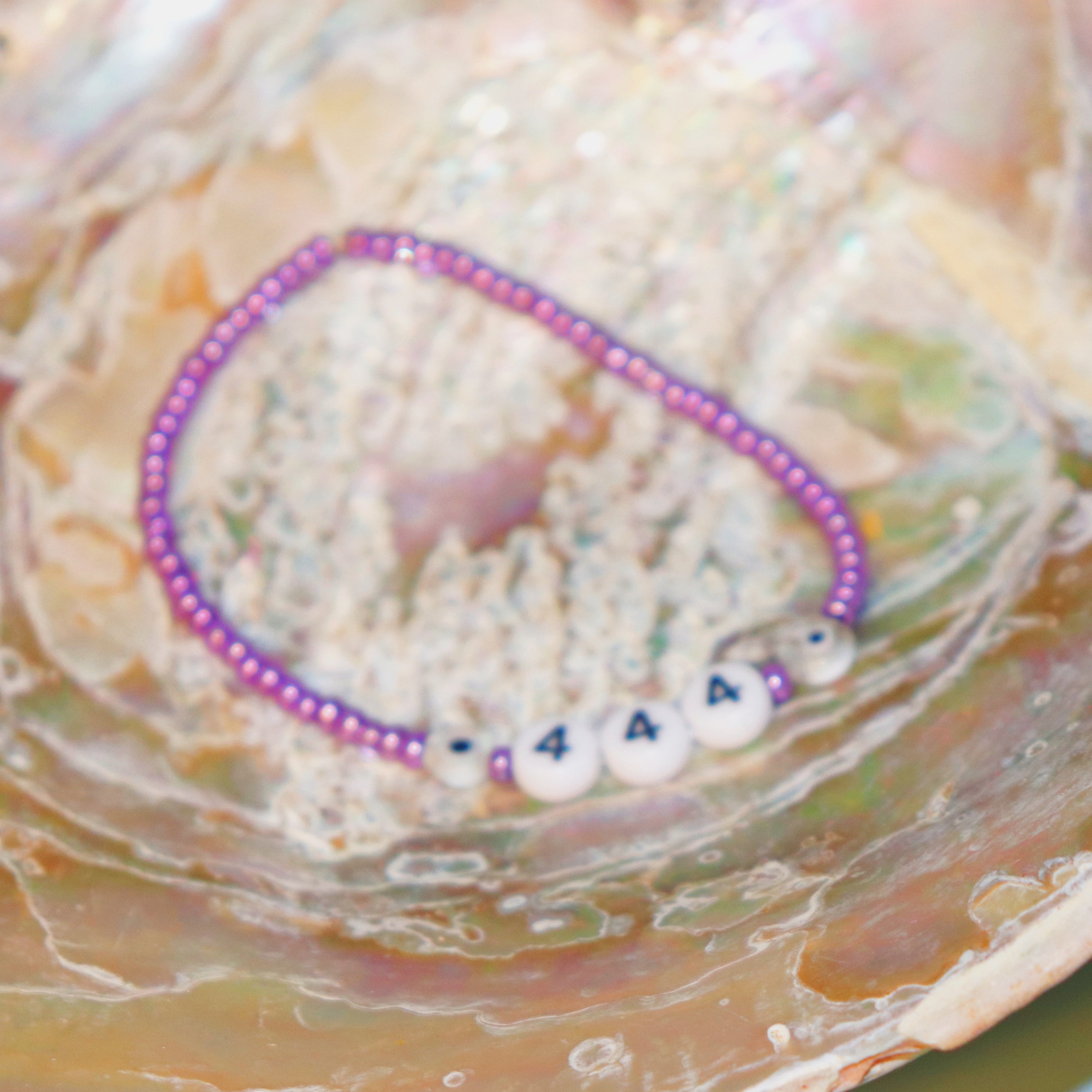 Angel Number 444 Purple Beaded Bracelet