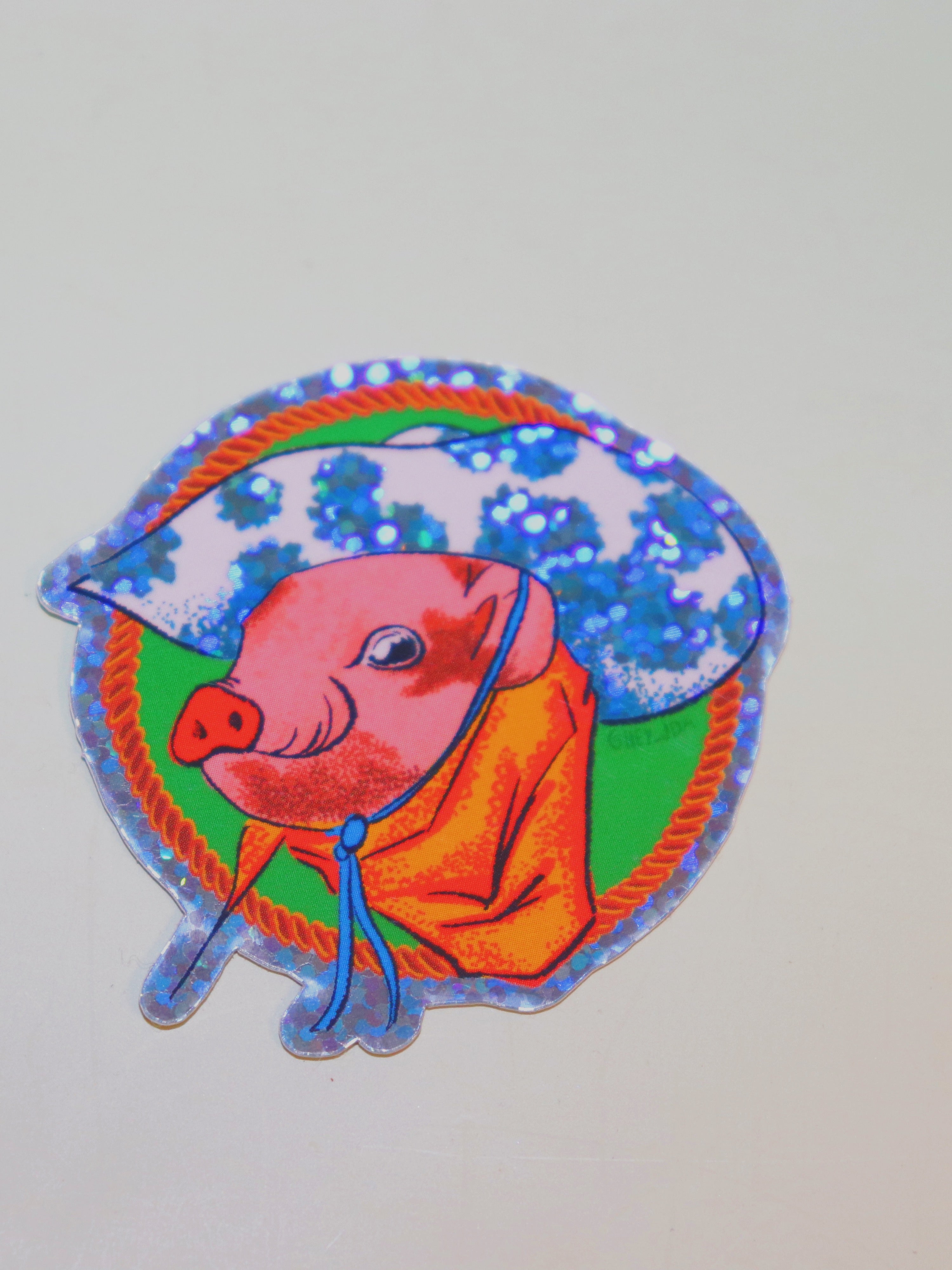 Howdy Pig Holographic Sticker