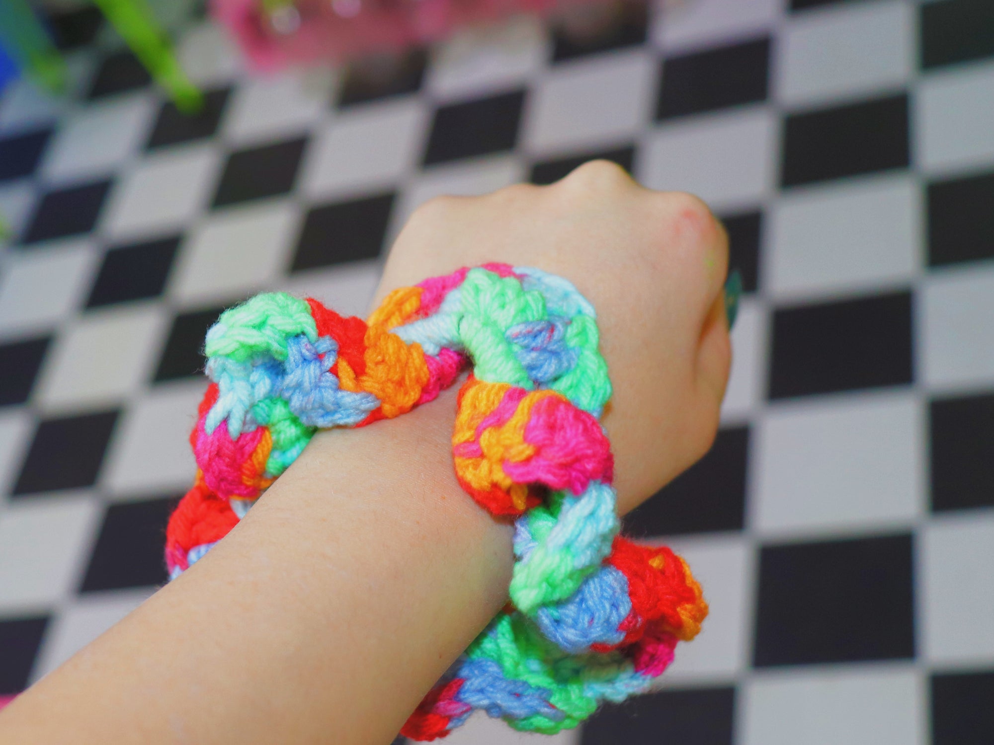 Rainbow Crochet Scrunchie