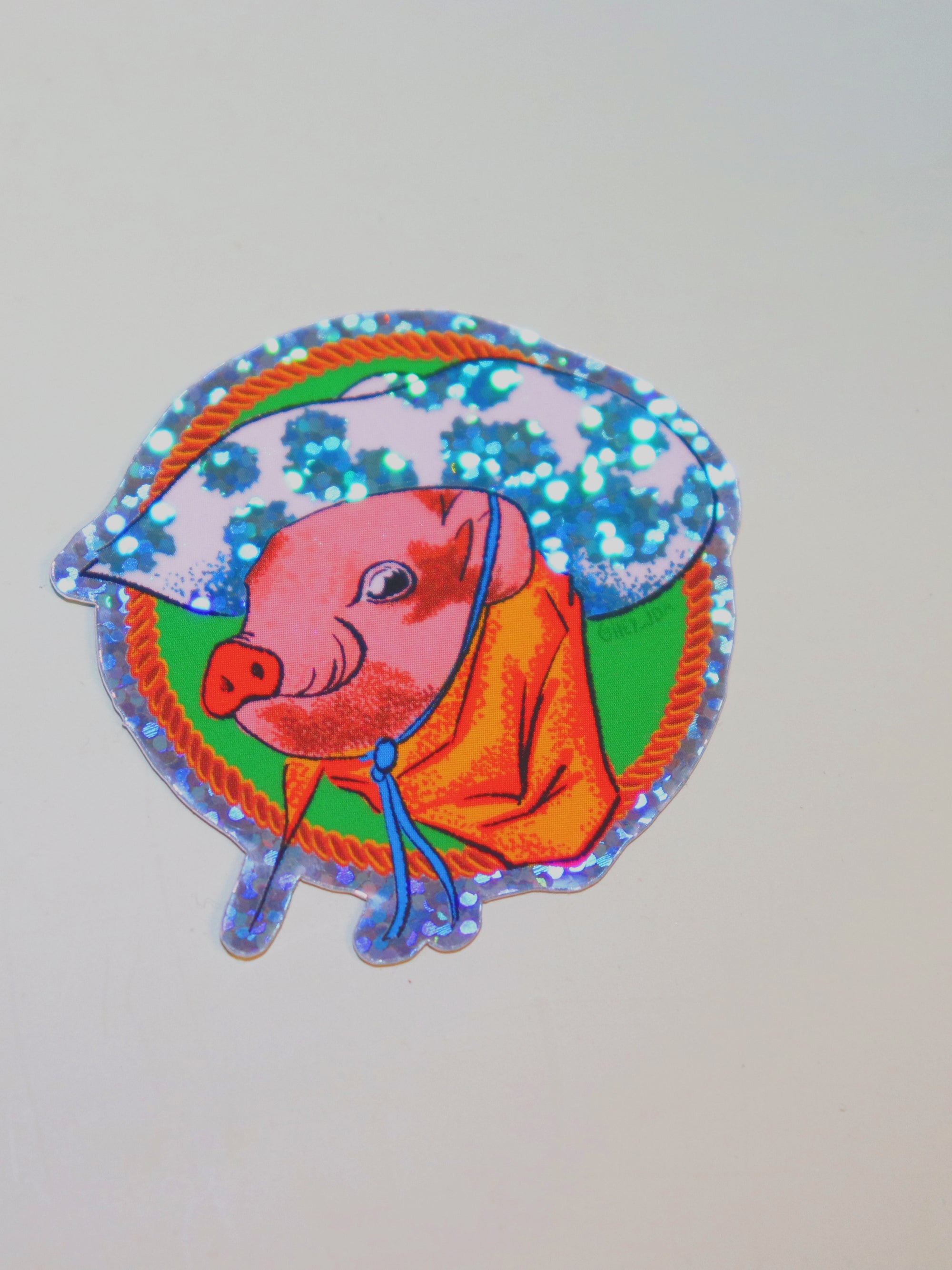 Howdy Pig Holographic Sticker