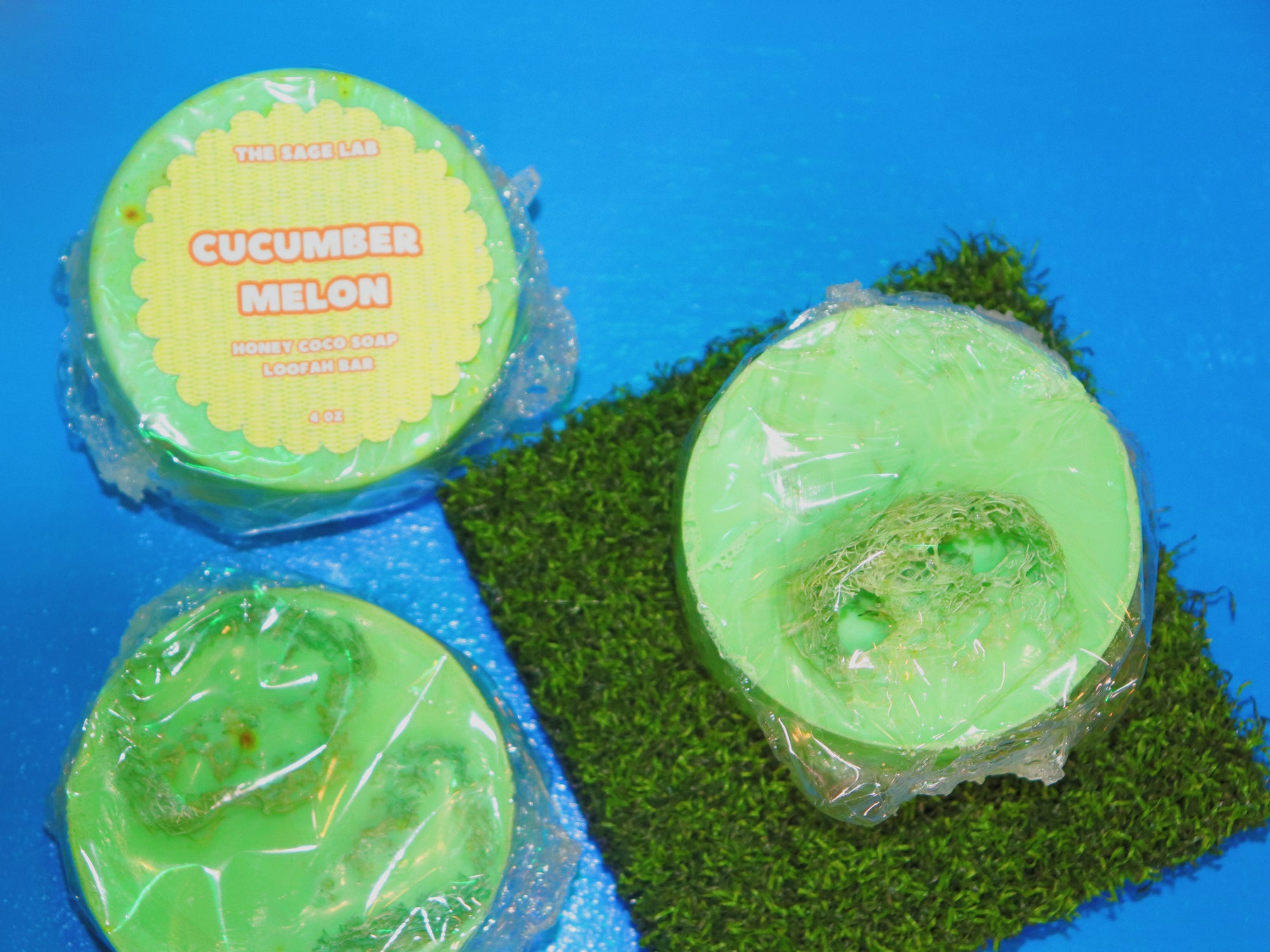 Cucumber Melon Soap with Loofah and Turmeric