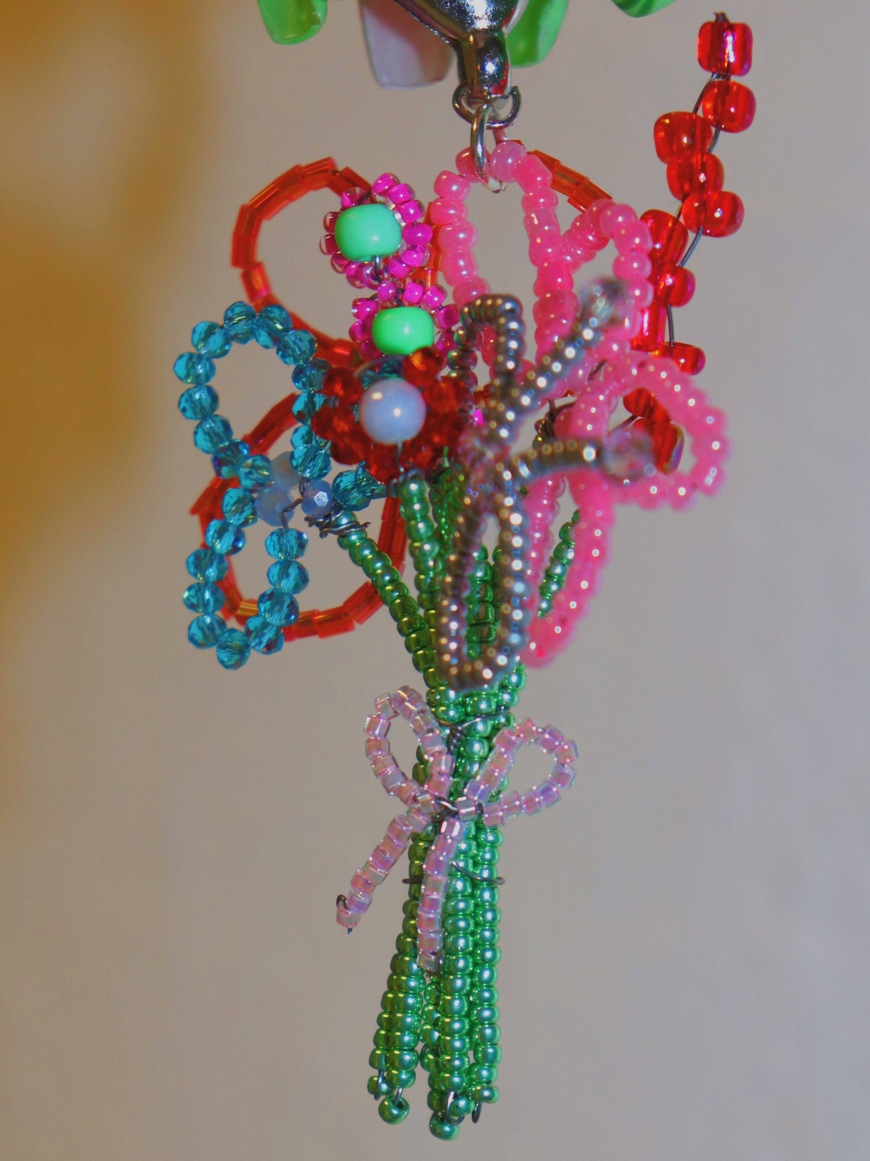 Handmade Beaded Flower Bouquet Keychain