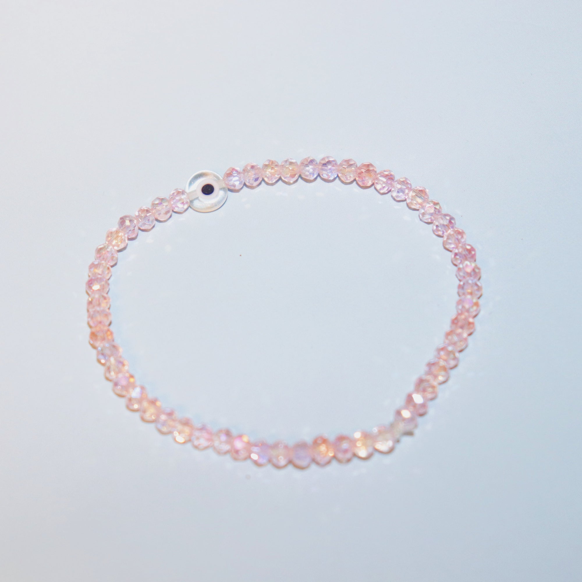 Pink Beaded Evil Eye Bracelet