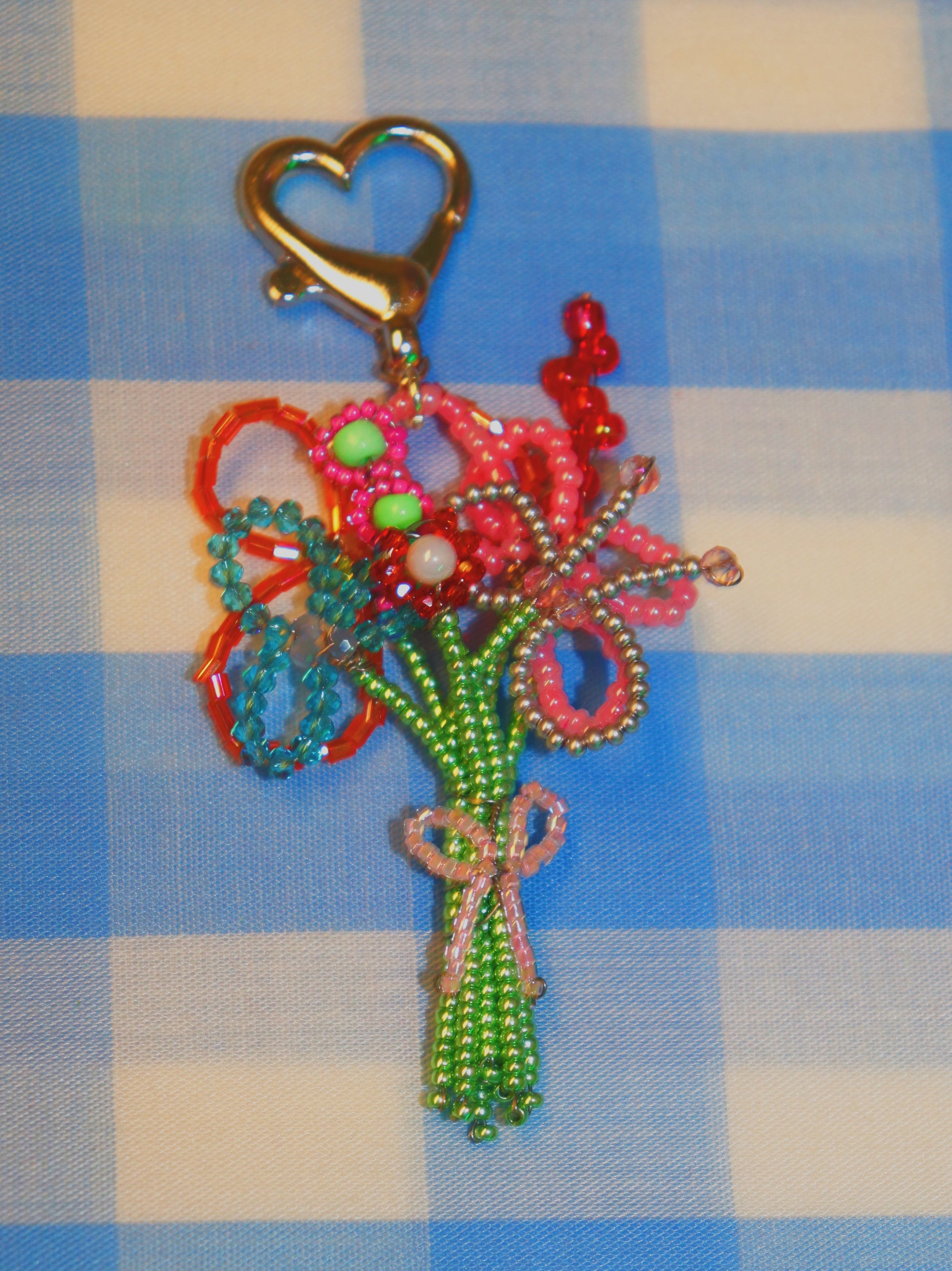 Handmade Beaded Flower Bouquet Keychain