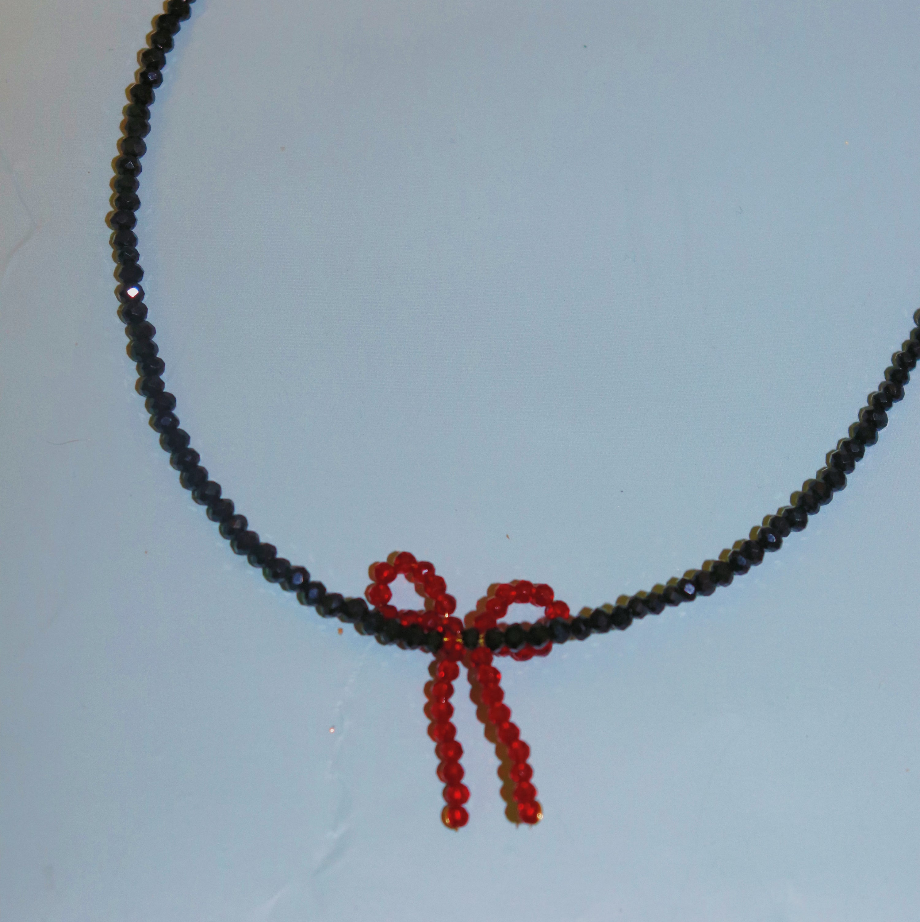 Black & Red Bow Necklace