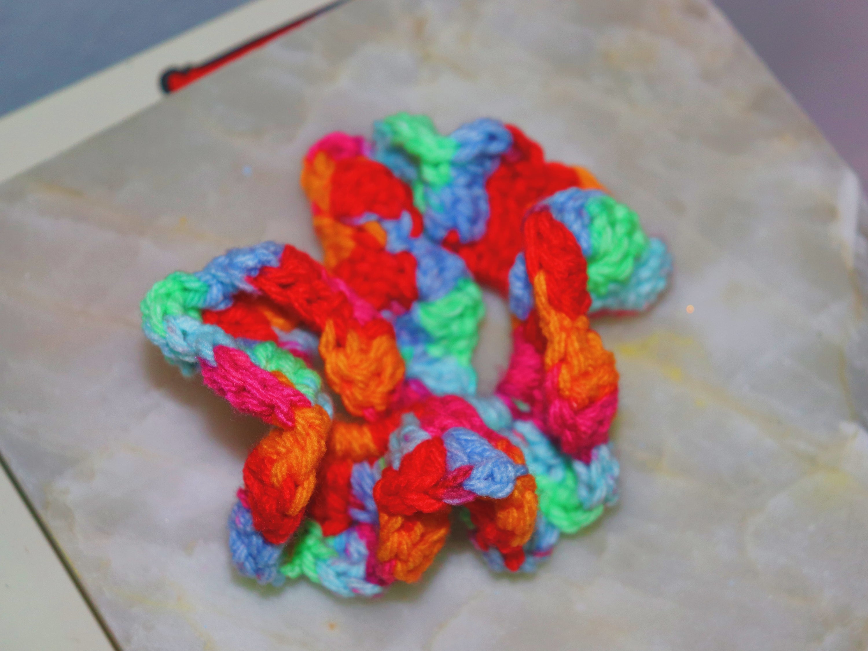 Rainbow Crochet Scrunchie