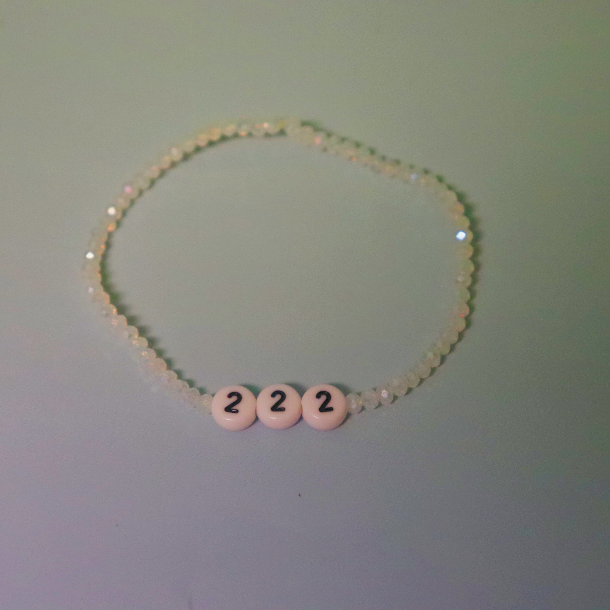 Angel Number 222 White Beaded Bracelet