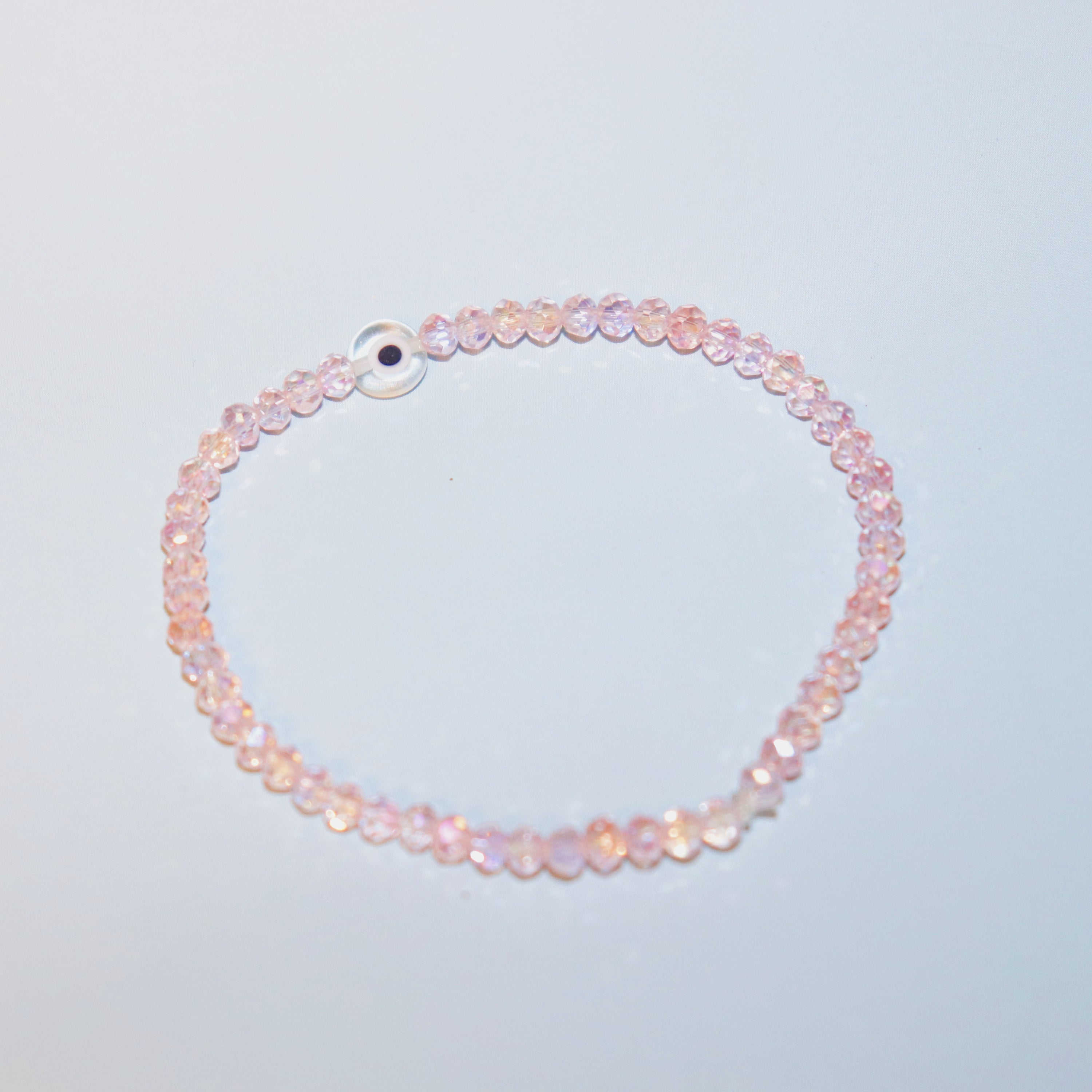 Pink Beaded Evil Eye Bracelet