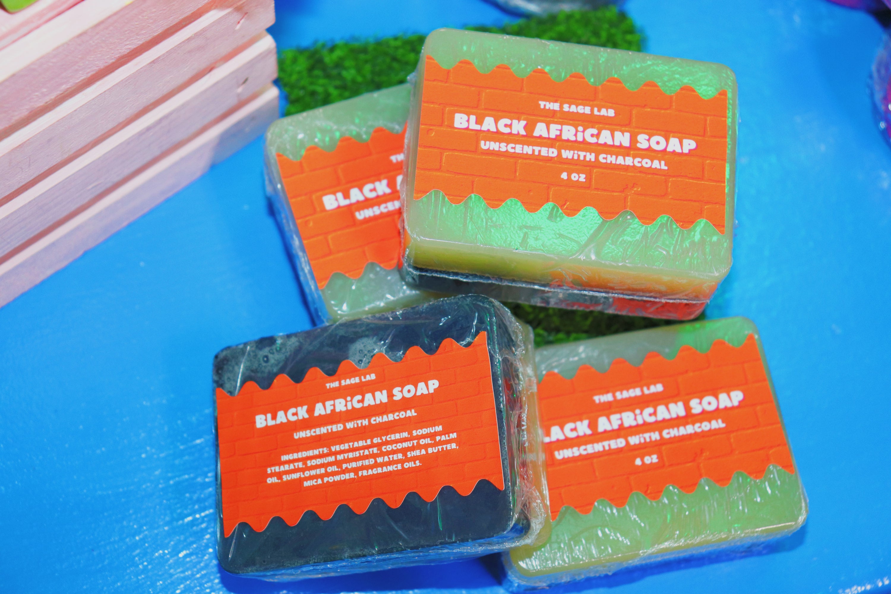 Black African Soap Unscented with Charcoal