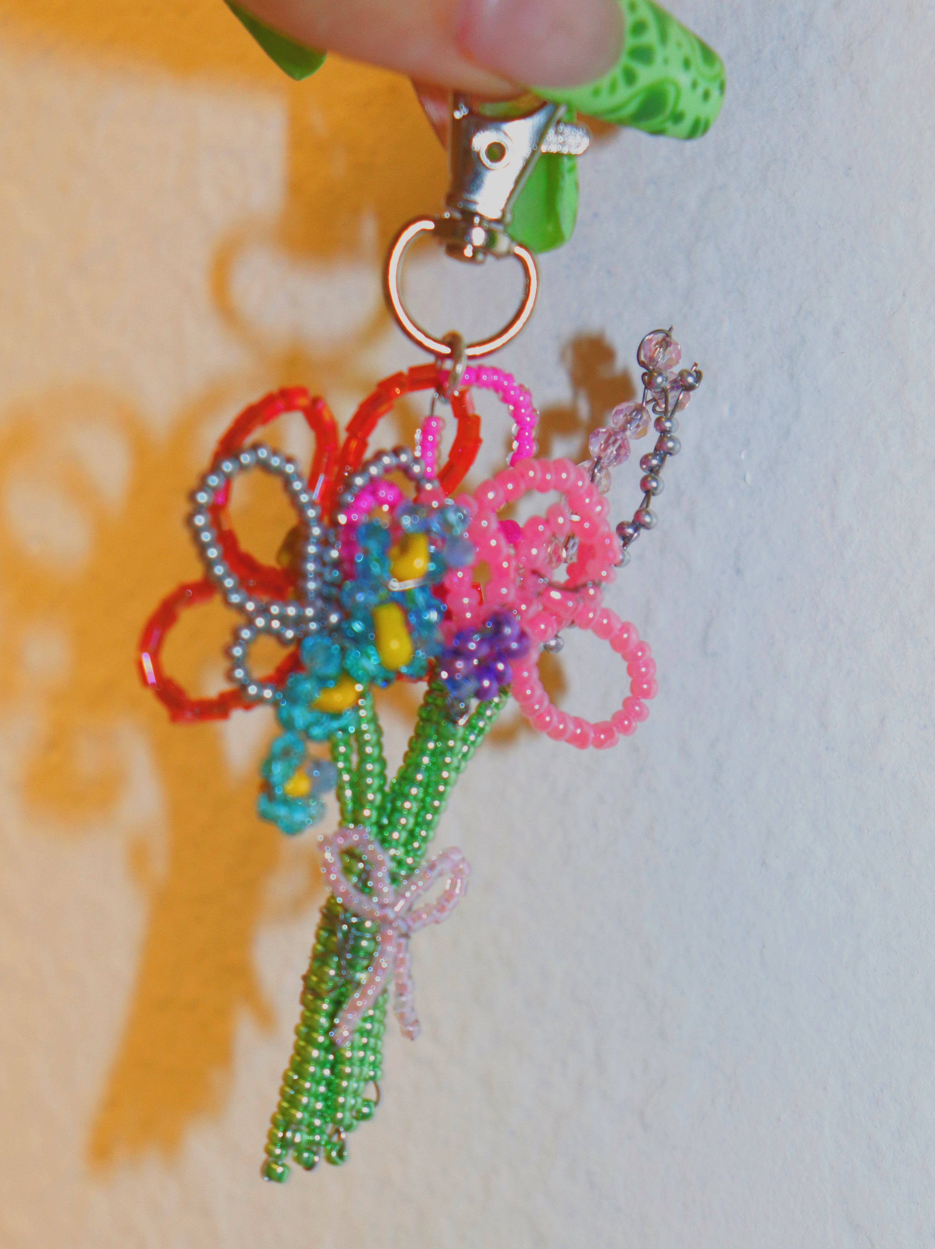 Handmade Beaded Flower Bouquet Keychain