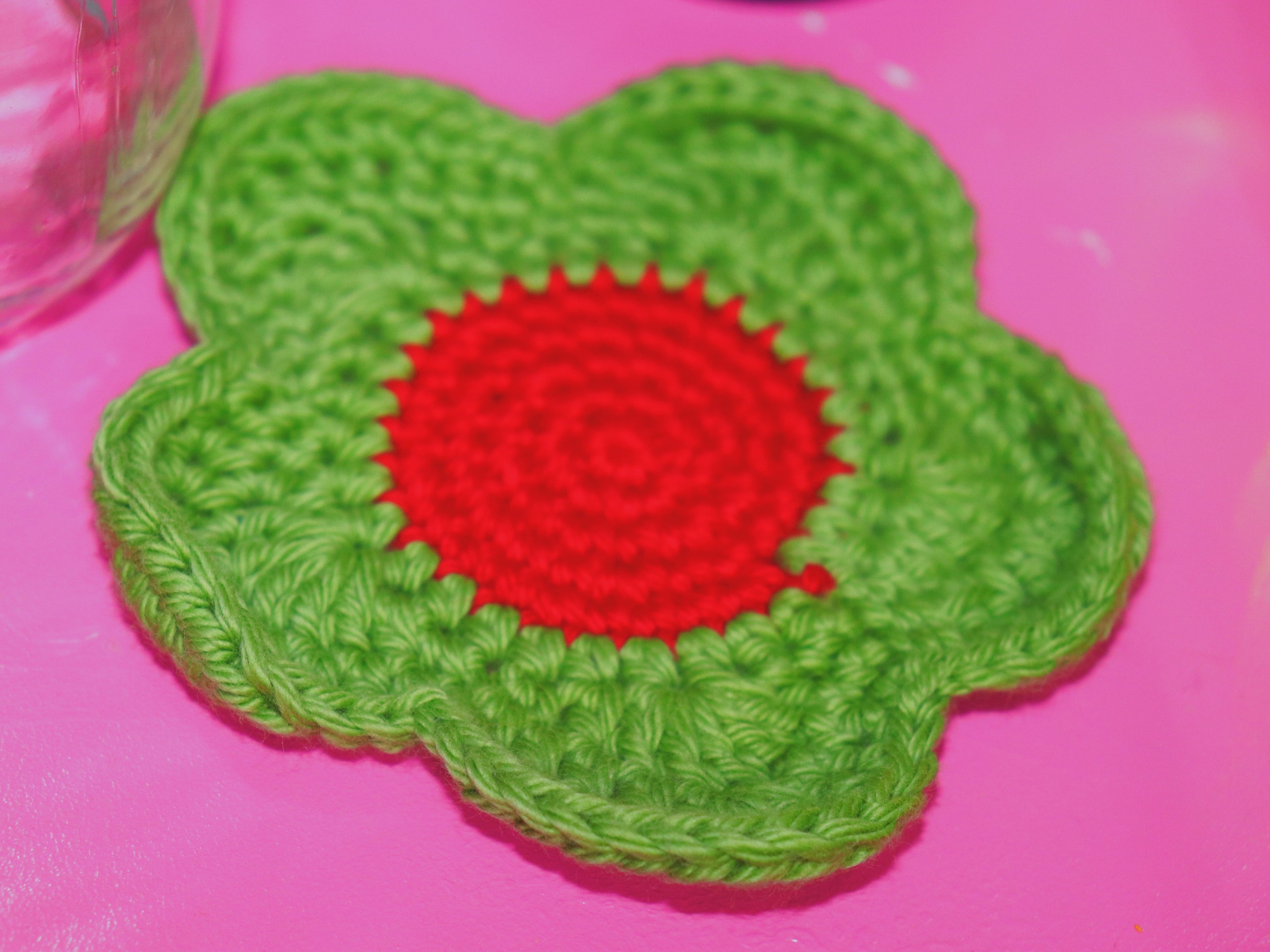 Olive Bloom Crochet Coaster